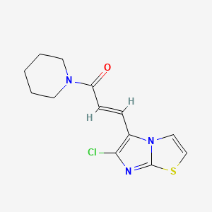 molecular formula C13H14ClN3OS B10801516 3-{6-Chloroimidazo[2,1-b][1,3]thiazol-5-yl}-1-(piperidin-1-yl)prop-2-en-1-one 