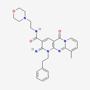 6-imino-11-methyl-N-(2-morpholin-4-ylethyl)-2-oxo-7-(2-phenylethyl)-1,7,9-triazatricyclo[8.4.0.03,8]tetradeca-3(8),4,9,11,13-pentaene-5-carboxamide