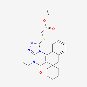 molecular formula C24H28N4O3S B10801587 ethyl [(4-ethyl-5-oxo-5,7-dihydro-4H-spiro[benzo[h][1,2,4]triazolo[4,3-a]quinazoline-6,1'-cyclohexan]-1-yl)sulfanyl]acetate 