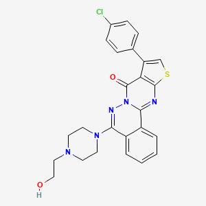 molecular formula C25H22ClN5O2S B10801592 13-(4-Chlorophenyl)-8-[4-(2-hydroxyethyl)piperazin-1-yl]-15-thia-9,10,17-triazatetracyclo[8.7.0.0^{2,7}.0^{12,16}]heptadeca-1(17),2(7),3,5,8,12(16),13-heptaen-11-one 