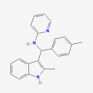 molecular formula C22H21N3 B10801642 N-[(2-methyl-1H-indol-3-yl)(4-methylphenyl)methyl]pyridin-2-amine 