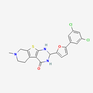 molecular formula C20H17Cl2N3O2S B10801671 5-[5-(3,5-dichlorophenyl)furan-2-yl]-11-methyl-8-thia-4,6,11-triazatricyclo[7.4.0.02,7]trideca-1(9),2(7)-dien-3-one 