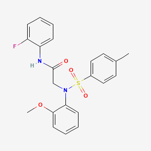 molecular formula C22H21FN2O4S B10801695 N-(2-fluorophenyl)-2-(2-methoxy-N-(4-methylphenyl)sulfonylanilino)acetamide 