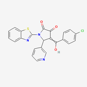 molecular formula C23H14ClN3O3S B10801699 1-(1,3-Benzothiazol-2-yl)-4-[(4-chlorophenyl)-hydroxymethylidene]-5-pyridin-3-ylpyrrolidine-2,3-dione 