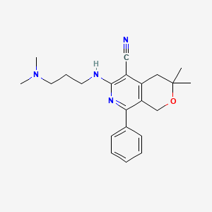 6-[3-(Dimethylamino)propylamino]-3,3-dimethyl-8-phenyl-1,4-dihydropyrano[3,4-c]pyridine-5-carbonitrile