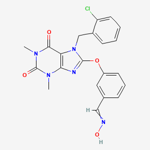 molecular formula C21H18ClN5O4 B10801933 7-[(2-Chlorophenyl)methyl]-8-[3-(hydroxyiminomethyl)phenoxy]-1,3-dimethylpurine-2,6-dione 