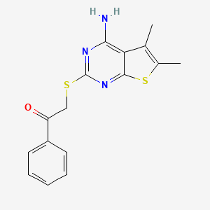 molecular formula C16H15N3OS2 B10801968 2-[(4-Amino-5,6-dimethylthieno[2,3-d]pyrimidin-2-yl)sulfanyl]-1-phenylethanone 