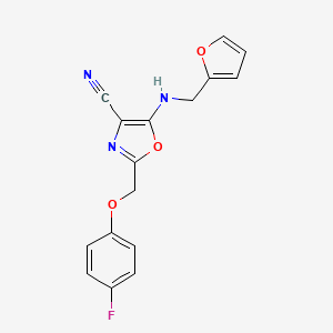 2-[(4-Fluorophenoxy)methyl]-5-[(furan-2-ylmethyl)amino]-1,3-oxazole-4-carbonitrile