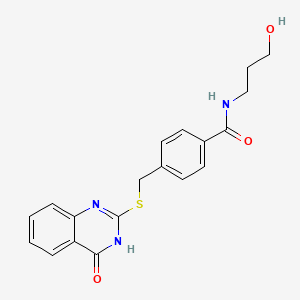 molecular formula C19H19N3O3S B10801992 N-(3-hydroxypropyl)-4-{[(4-oxo-3,4-dihydroquinazolin-2-yl)sulfanyl]methyl}benzamide 