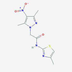 2-(3,5-dimethyl-4-nitropyrazol-1-yl)-N-(4-methyl-1,3-thiazol-2-yl)acetamide