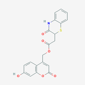 (7-hydroxy-2-oxochromen-4-yl)methyl 2-(3-oxo-4H-1,4-benzothiazin-2-yl)acetate