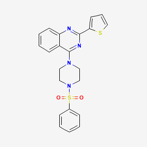 molecular formula C22H20N4O2S2 B10802064 4-[4-(Benzenesulfonyl)piperazin-1-yl]-2-thiophen-2-ylquinazoline 