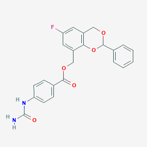 molecular formula C23H19FN2O5 B10802086 (6-fluoro-2-phenyl-4H-1,3-benzodioxin-8-yl)methyl 4-(carbamoylamino)benzoate 