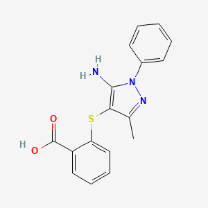 2-(5-Amino-3-methyl-1-phenylpyrazol-4-yl)sulfanylbenzoic acid