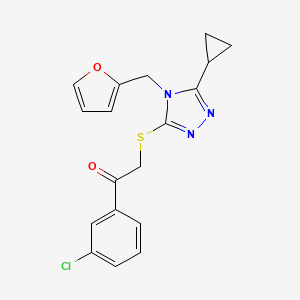 1-(3-Chlorophenyl)-2-[[5-cyclopropyl-4-(furan-2-ylmethyl)-1,2,4-triazol-3-yl]sulfanyl]ethanone