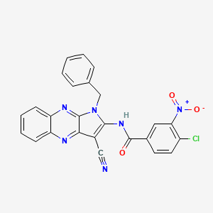 4-Chloro-N-[3-cyano-1-(phenylmethyl)-1H-pyrrolo[2,3-b]quinoxalin-2-yl]-3-nitrobenzamide