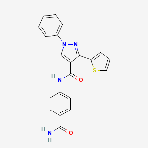 N-(4-carbamoylphenyl)-1-phenyl-3-thiophen-2-ylpyrazole-4-carboxamide