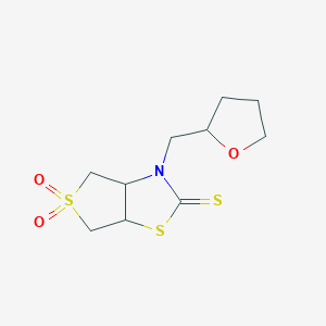 molecular formula C10H15NO3S3 B10802140 5,5-Dioxo-3-(oxolan-2-ylmethyl)-3a,4,6,6a-tetrahydrothieno[3,4-d][1,3]thiazole-2-thione 