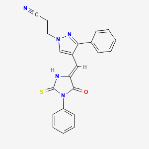 3-[4-[(Z)-(5-oxo-1-phenyl-2-sulfanylideneimidazolidin-4-ylidene)methyl]-3-phenylpyrazol-1-yl]propanenitrile