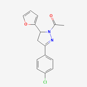 molecular formula C15H13ClN2O2 B10802192 1-[5-(4-Chlorophenyl)-3-(furan-2-yl)-3,4-dihydropyrazol-2-yl]ethanone CAS No. 369395-26-6