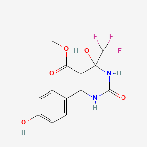 Ethyl 4-hydroxy-6-(4-hydroxyphenyl)-2-oxo-4-(trifluoromethyl)hexahydropyrimidine-5-carboxylate