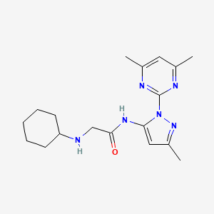 2-(cyclohexylamino)-N-[2-(4,6-dimethylpyrimidin-2-yl)-5-methylpyrazol-3-yl]acetamide