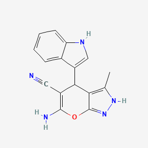 6-amino-4-(1H-indol-3-yl)-3-methyl-1,4-dihydropyrano[2,3-c]pyrazole-5-carbonitrile