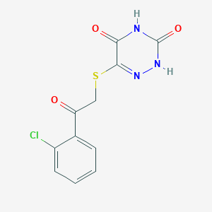 molecular formula C11H8ClN3O3S B10802241 6-[2-(2-chlorophenyl)-2-oxoethyl]sulfanyl-2H-1,2,4-triazine-3,5-dione 