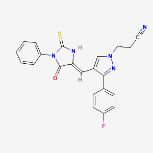 3-[3-(4-fluorophenyl)-4-[(Z)-(5-oxo-1-phenyl-2-sulfanylideneimidazolidin-4-ylidene)methyl]pyrazol-1-yl]propanenitrile