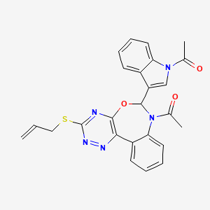 1-[3-(7-acetyl-3-prop-2-enylsulfanyl-6H-[1,2,4]triazino[5,6-d][3,1]benzoxazepin-6-yl)indol-1-yl]ethanone