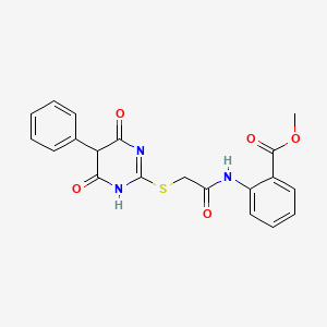 molecular formula C20H17N3O5S B10802316 methyl 2-[[2-[(4,6-dioxo-5-phenyl-1H-pyrimidin-2-yl)sulfanyl]acetyl]amino]benzoate 