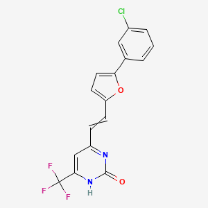 molecular formula C17H10ClF3N2O2 B10802329 4-[2-[5-(3-chlorophenyl)furan-2-yl]ethenyl]-6-(trifluoromethyl)-1H-pyrimidin-2-one 