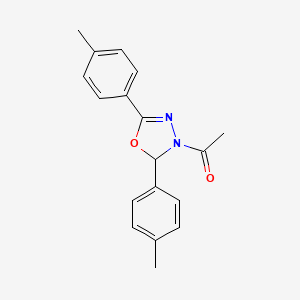 molecular formula C18H18N2O2 B10802368 1-[2,5-bis(4-methylphenyl)-1,3,4-oxadiazol-3(2H)-yl]ethanone 