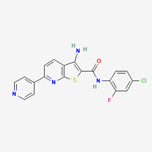 3-amino-N-(4-chloro-2-fluorophenyl)-6-(pyridin-4-yl)thieno[2,3-b]pyridine-2-carboxamide