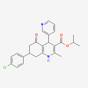 molecular formula C25H25ClN2O3 B10802444 Propan-2-yl 7-(4-chlorophenyl)-2-methyl-5-oxo-4-(pyridin-3-yl)-1,4,5,6,7,8-hexahydroquinoline-3-carboxylate 