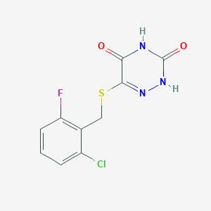 molecular formula C10H7ClFN3O2S B10802455 6-((2-chloro-6-fluorobenzyl)thio)-1,2,4-triazine-3,5(2H,4H)-dione 