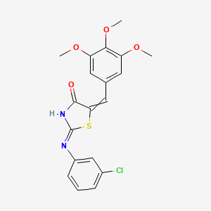 molecular formula C19H17ClN2O4S B10802481 2-(3-Chlorophenyl)imino-5-[(3,4,5-trimethoxyphenyl)methylidene]-1,3-thiazolidin-4-one 