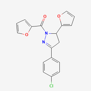 (3-(4-chlorophenyl)-5-(furan-2-yl)-4,5-dihydro-1H-pyrazol-1-yl)(furan-2-yl)methanone