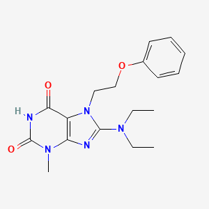 1H-Purine-2,6-dione, 3,7-dihydro-8-(diethylamino)-3-methyl-7-(2-phenoxyethyl)-