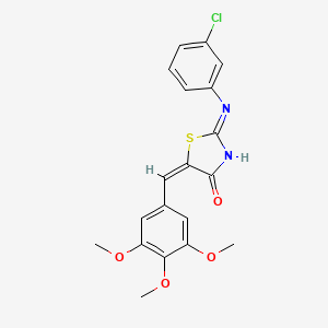 molecular formula C19H17ClN2O4S B10802552 (5E)-2-(3-chlorophenyl)imino-5-[(3,4,5-trimethoxyphenyl)methylidene]-1,3-thiazolidin-4-one 