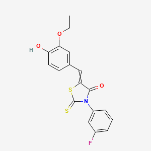 molecular formula C18H14FNO3S2 B10802564 3-(3-Fluorophenyl)-5-(3-ethoxy-4-hydroxybenzylidene)-2-thioxothiazolidin-4-one 