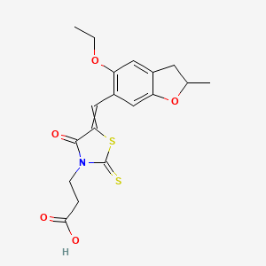 3-[5-[(5-Ethoxy-2-methyl-2,3-dihydro-1-benzofuran-6-yl)methylidene]-4-oxo-2-sulfanylidene-1,3-thiazolidin-3-yl]propanoic acid