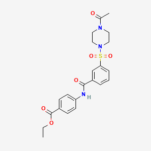 molecular formula C22H25N3O6S B10802750 Ethyl 4-[[3-(4-acetylpiperazin-1-yl)sulfonylbenzoyl]amino]benzoate 