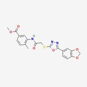 Methyl 3-[[2-[[5-(1,3-benzodioxol-5-yl)-1,3,4-oxadiazol-2-yl]sulfanyl]acetyl]amino]-4-methylbenzoate