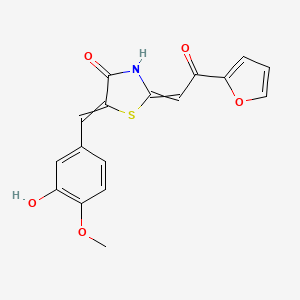 2-[2-(Furan-2-yl)-2-oxoethylidene]-5-[(3-hydroxy-4-methoxyphenyl)methylidene]-1,3-thiazolidin-4-one