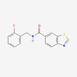 molecular formula C15H11FN2OS B10802840 N-[(2-fluorophenyl)methyl]-1,3-benzothiazole-6-carboxamide 