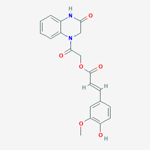 molecular formula C20H18N2O6 B10802949 [2-oxo-2-(3-oxo-2,4-dihydroquinoxalin-1-yl)ethyl] (E)-3-(4-hydroxy-3-methoxyphenyl)prop-2-enoate 