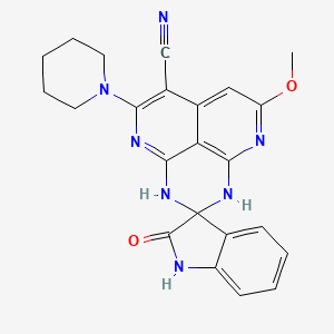 11'-methoxy-2-oxo-7'-piperidin-1-ylspiro[1H-indole-3,3'-2,4,6,12-tetrazatricyclo[7.3.1.05,13]trideca-1(13),5,7,9,11-pentaene]-8'-carbonitrile