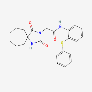 molecular formula C23H25N3O3S B10802973 2-{2,4-dioxo-1,3-diazaspiro[4.6]undecan-3-yl}-N-[2-(phenylsulfanyl)phenyl]acetamide 