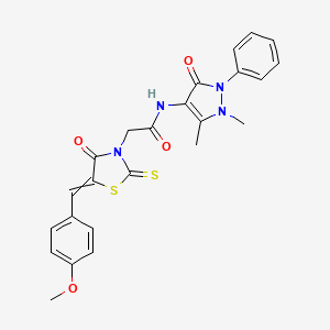 N-(1,5-dimethyl-3-oxo-2-phenylpyrazol-4-yl)-2-[5-[(4-methoxyphenyl)methylidene]-4-oxo-2-sulfanylidene-1,3-thiazolidin-3-yl]acetamide